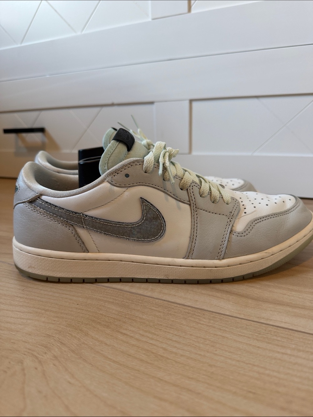 Nike Men’s Air Jordan Low-Top Sneakers in Light Gray and White